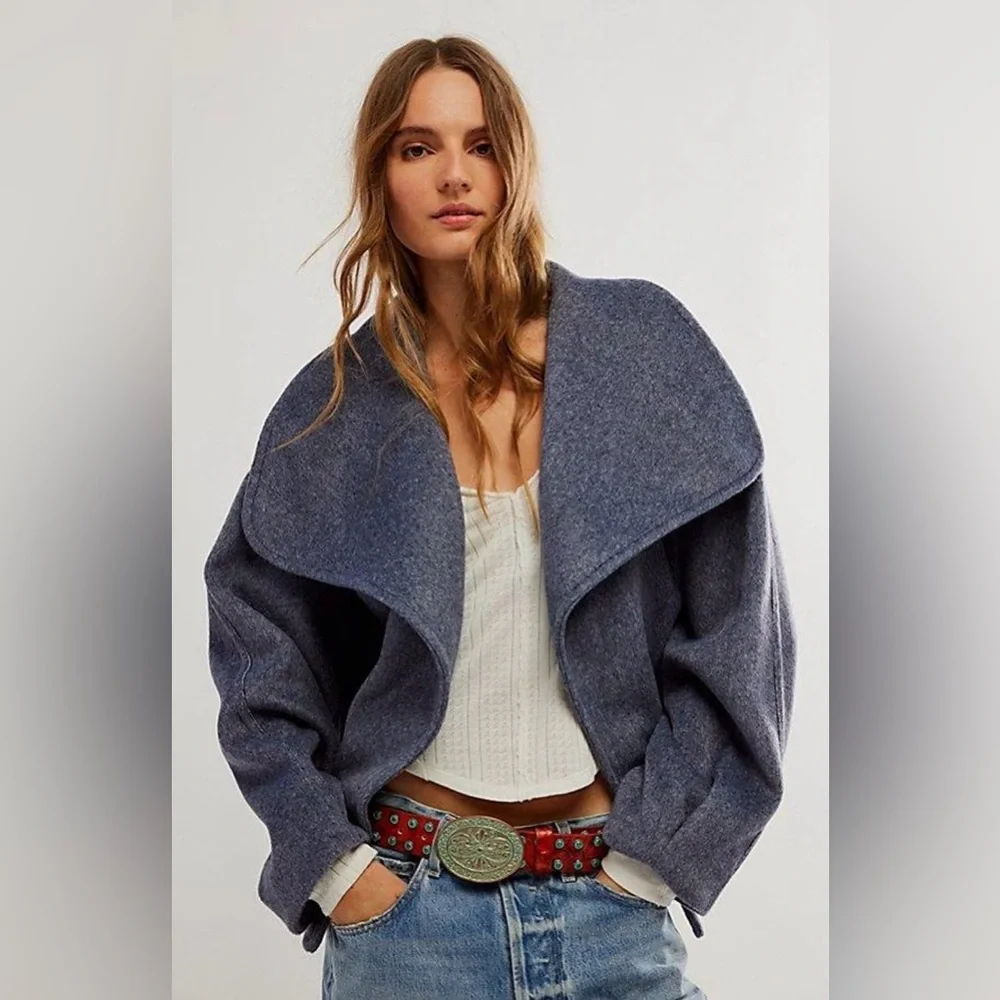 Free People Mina Cropped Wrap Coat Jacket | Size Large - Picture 3 of 11